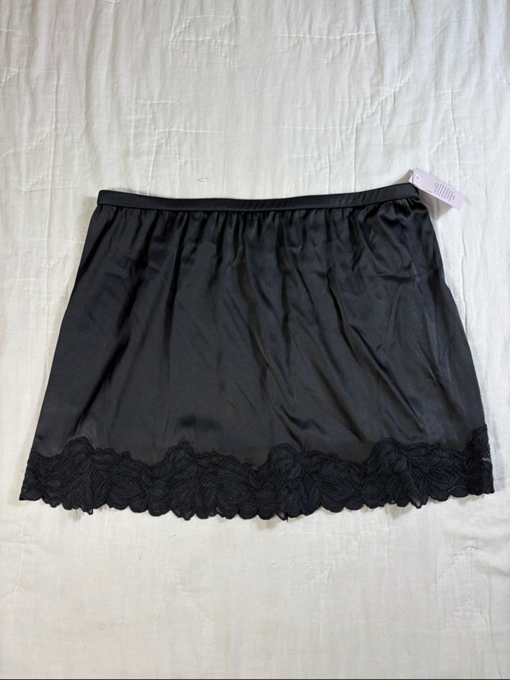 NWT Auden Women's Black Satin Lace Trim Half Slip Skirt Lingerie‎ Underskirt New